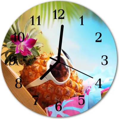 Produktbild von Glasuhr Wanduhr Küchenuhr Echt-Glas 30fi cm Ananas mehrfarbig