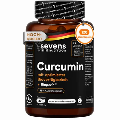 Immagine prodotto di Capsule di Curcuma – Curcuma ad Alto Dosaggio con C3 Reduct® + BioPerine® (Pepe Nero) – Con Olio Extravergine di Oliva – Elevata Biodisponibilità