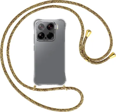 Produktbild von Handykette Backcover-Schutzhülle mit Band (Metall goldfarben) für Xiaomi 15 5G - braun+beige