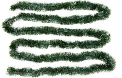 Produktbild von Girlande Lametta Doxa Mattgrün-Silber Ø 70 mm x 6 m