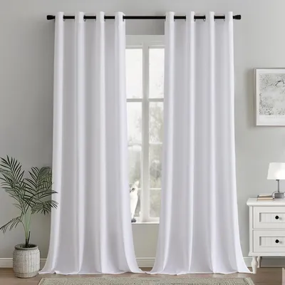 Zdjęcie produktu dla Solidchoice - Zasłony półprzezroczyste z przelotkami, 140 x 245 cm, kolor biały