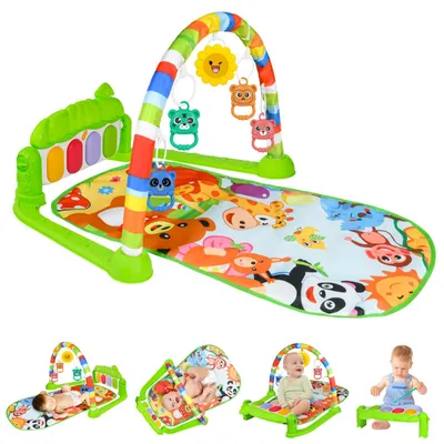 Produktbild von Piano-Gym Spieldecke, Krabbeldecke mit Musik und Lichtern, Spielmatte mit Spielbogen abnehmbarem Babyspielzeug, Bauchzeit Activity Decke
