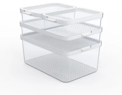 Produktbild von Rotho Aufbewahrungsbox Cauma 4er-Set Vorratsdosen mit Deckel 3 Größen Weiß