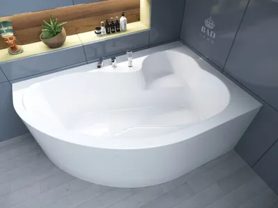 Produktbild von BADLAND Eckbadewanne Badewanne Mega RECHTS 160x105 mit Acrylschürze, Füßen und Ablaufgarnitur GRATIS