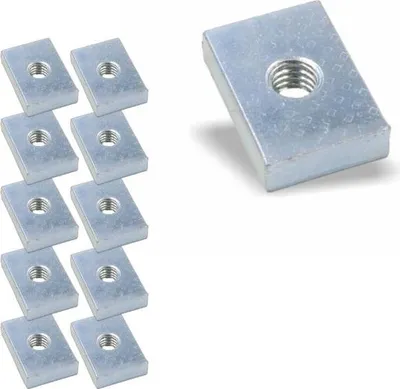 Produktbild von 10x Nutenstein | Gewindeplatte 22x15x5 mm M6 Gewinde mittig | Stahl St37K galvanisch verzinkt