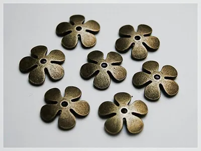 Produktbild von Vintageparts Perlkappen Blüte antik Bronze 21 mm, 10 Stück