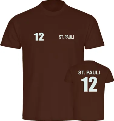 Produktbild von multifanshop Herren T-Shirt - St. Pauli - Trikot Nummer 12, braun, Größe S