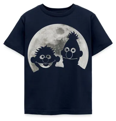 Produktbild von Spreadshirt Sesamstraße Ernie & Bert Bei Mondschein Kinder T-Shirt, 122/128 (7-8 Jahre), Navy