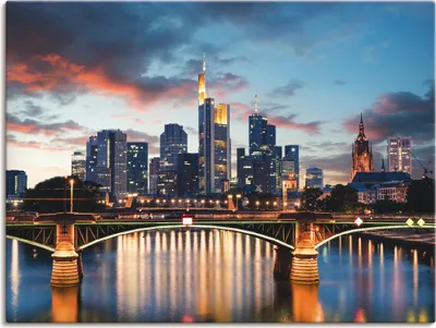 Produktbild von ARTland Leinwandbild Frankfurt am Main Skyline II Größe: 80x60 cm