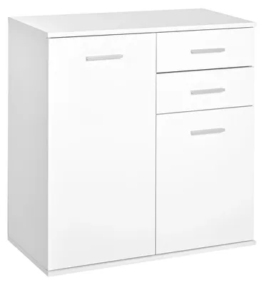 Image de Armoire de salon - Buffet avec 2 portes et 2 tiroirs - Bois - 71 x 35 x 76 cm - Blanc