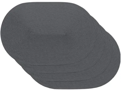 Platzset oval geflochten Grau 4er-Set 45x30 cm