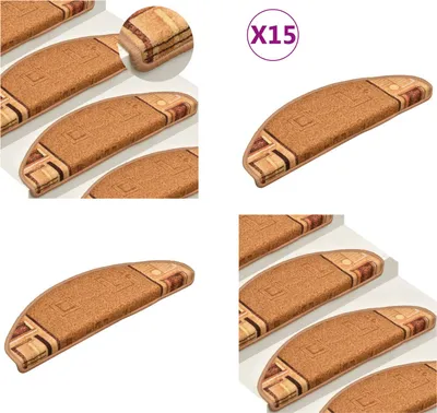 Produktbild von vidaXL Treppenmatten Selbstklebend 15 Stk. Beige 65x21x4 cm - Treppenmatte - Treppenmatten - Stufenmatte - Stufenmatten