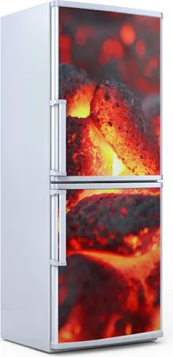 Produktbild von Kühlschrankdekoration  60x180 cm  Aufkleber auf dem Kühlschrank - Grill Feuer Glut
