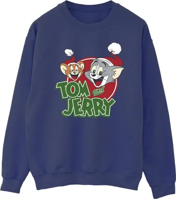 Produktbild von Tom And Jerry - "Christmas Hat Logo" Sweatshirt für Herren BI47130 (5XL) (Marineblau)