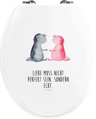 Produktbild von Mr. & Mrs. Panda WC Brille Axolotl Liebe - Weiß - Geschenk, Valentinstag, Toilettendeckel, Sitz, Molch, Lurch, Klodeckel, WC-Sitz, klo deckel, Klo-Deckel