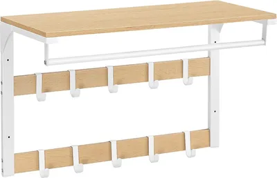 Produktbild von Songmics Wandgarderobe mit Ablage Eichenfarben-Weiss
