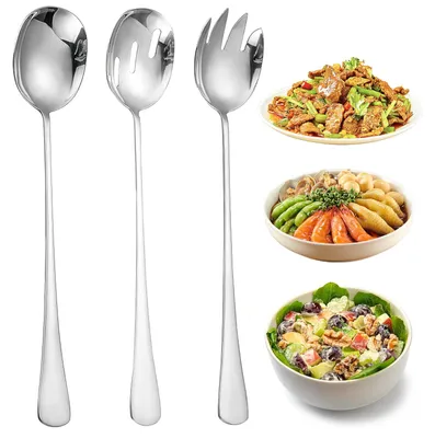 Salatbesteck-Set 3-teilig, Edelstahl 410, 22 x 5,3 cm