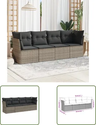 Produktbild von The Living Store 4-tlg. Garten-Sofagarnitur mit Kissen Grau Poly Rattan