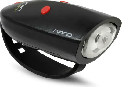 Zdjęcie produktu dla Lampka 2w1 do roweru, klakson/dzwonek - Nano HORNIT Czarny/Czerwony