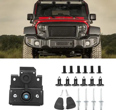 Zdjęcie produktu dla Zamek maski silnika samochodowego, pasujący do Jeep Wrangler JK Unlimited 2007–2017