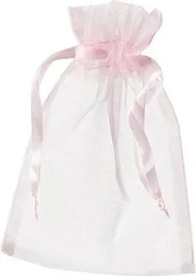 Produktbild von Organza Beutel für Geschenke und Bastelarbeiten, transparent, rosa, 12,5 x 17 cm, 12 Stück