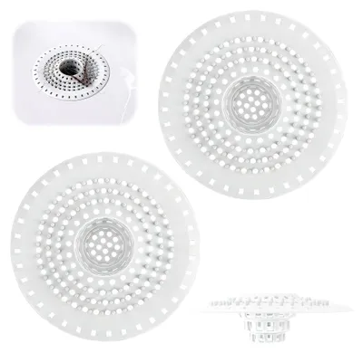 Produktbild von 2er Set Silikon Abflusssiebe für Bad und Küche, Sieb für Spülbecken und vielseitiges Haarsieb für Dusche und Badewanne
