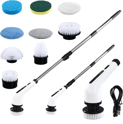 Produktbild von MODFU Elektrische Reinigungsbürste, Kabellos Akkureinigungsbürste, mit 9 Bürstenköpfe für Ecken, Toilette, Küche, Badezimmer, Fenster, Bodenplatte