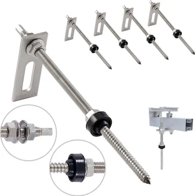 Produktbild von NuaSol 4x Stockschraube mit Adapterblech M10 x250mm, Edelstahl (SUS304)