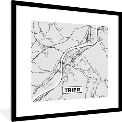 Produktbild von MuchoWow® Gerahmtes Poster Karte - Stadtplan - Deutschland - Trier- Karte 40x40 cm - Poster mit Schwarzem Bilderrahmen Wandposter Rahmen Foto Bilder - Poster - Plakat im Rahmen