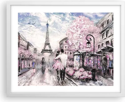 Produktbild von Gerahmtes Poster - Weißer Rahmen - Paris Weg Illustration eiffle - 50x40 cm - Wand Bild - Wanddeko - Wandbilder - Wandposter - Bilderrahmen - Bilder - Kunstdruck - Wandbild - P2WAA50x40-3149
