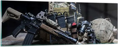Produktbild von Bilder auf glas - Militaria Gewehr - 90x30cm - Glasbilder - Wandbilder - Kunstdruck - zum Aufhängen bereit - Wanddekoration aus Glas - Glas Bilder - Wandbild auf Glas - Einteilig - GAB90x30-3889