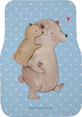 Produktbild von Mr. & Mrs. Panda Fußmatte Auto Papa Bär - Blau Pastell - Geschenk, Vater, Teppich, Vatertag, Fürs, Muttertag, Sohn, Geburtstag, Auto-Fußmatte, Automatte
