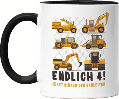 Produktbild von Endlich 4 Karte 4. Geburtstag Geburtstagskind Kindergeburtstag Bagger Baustelle Baumeister