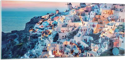 Produktbild von Bilder auf glas - Einteilig - Santorini Griechenland anzeigen - 100x40cm - Glasbilder - Wandbilder - Bilder - Wanddekoration aus Glas - Glas Bilder - Wandbild auf Glas - GAB100x40-4784