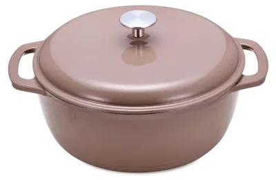 Image de A. Casserole Schmortopf, ronde, en fonte émaillée avec couvercle, 4,1 L, couleur terre