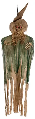 Produktbild von Scary Vogelscheuche Hängefigur mit Bewegung, Licht & Sound 170cm, KI-generiertes Bild