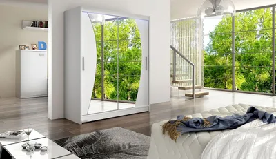 Obrázek produktu pro Šatní skříň 150 cm se zrcadlem a LED osvětlením ELADIO 10 - bílá