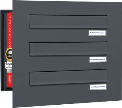 Produktbild von 3er Briefkastenanlage für Mauerdurchwurf RAL 7016 Anthrazit