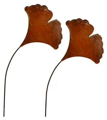 Produktbild von Ginkgoblatt Blumenstecker, 58 cm, Metall, Rost, 2 Stück