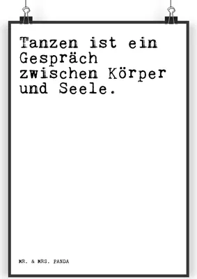 Produktbild von Mr. & Mrs. Panda Bild Tanzen ist ein Gespräch... DIN A3 - Weiß - Geschenk, Spruch Sprüche Weisheiten Zitate Lustig Weisheit Worte, wanddeko, Deko, drucke, Tanz, Freundin