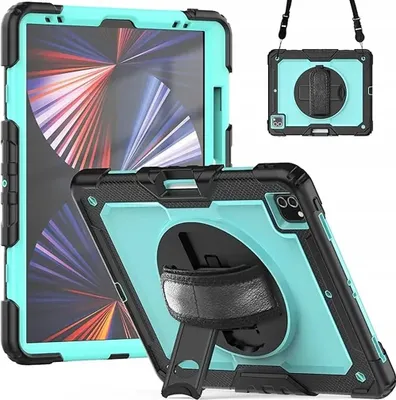 Produktbild von Tasche für iPad Pro 4/5 12.9" mit Ständer und Schultergurt Türkis