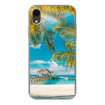 Produktbild von MuchoWow® Handyhülle Schutzhülle Hülle für iPhone XR Strand - Palme - Meer Silikon Softcase Handy Hülle - Schutzdeckel