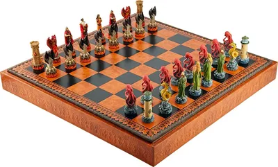 Obrázok produktu pre Italfama Fantasy šachová hra Voda proti ohňu 8 cm 3 v 1 Imitácia kože sada 48 cm