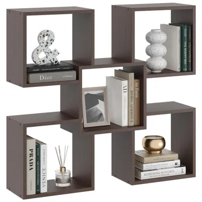 Produktbild von Wandregal Marta Wenge – modernes Hängeregal für Bücher und Dekoration, stabiles Regal für Wohnzimmer, Büro und Flur