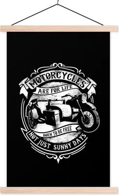 Produktbild von MuchoWow® Textilposter Mancave - Motorrad - Vintage - Zitate 40x60 cm mit holzfarbenen Rahmen - Poster