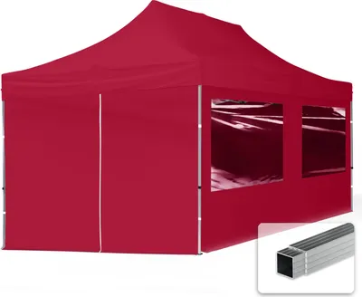 Produktbild von TOOLPORT 3x6m Aluminium Faltpavillon, inkl. 4 Seitenteile, rot