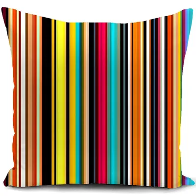 Productafbeelding van Kussensloop 40 x 40 cm, regenboogstrepen, decoratief, voor bank, sofa, woonkamer, slaapkamer