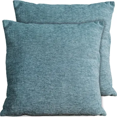 Produktbild von 2er Set Kissenhüllen 45x45 cm blau-grau meliert als weiche Dekokissen