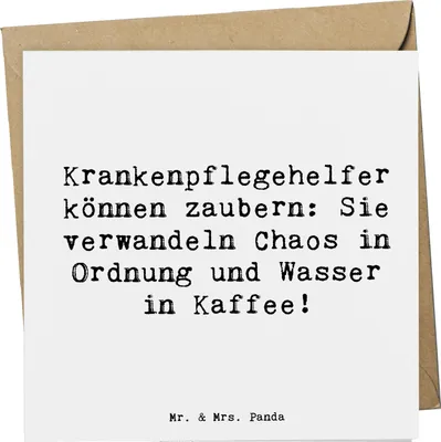 Produktbild von Mr. & Mrs. Panda Glückwunschkarte Spruch Krankenpflegehelfer Zauberer - Weiß - Geschenk, Berufe, Krankenpflege, anlasskarte, Beruf, Berufspassion, Grußkarte, Danksagung