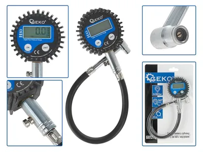 Immagine prodotto di Manometro digitale per pneumatici, precisione professionale, 200 PSI, accessorio compressore aria con LCD, tubo in gomma per auto, Geko